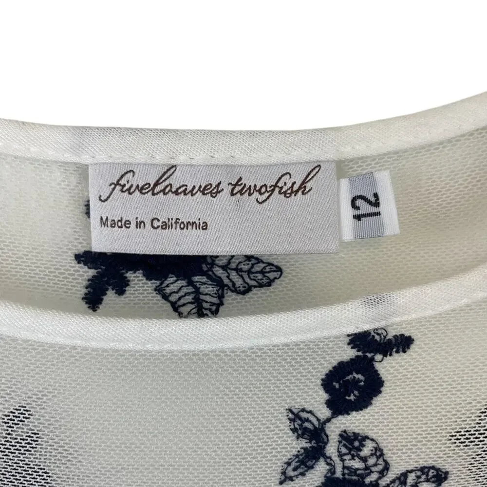 FiveLoaves TwoFish Mesh Embroidery Overlay Dress Gir's Size 12